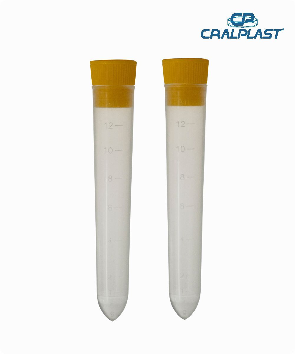 Tubo cônico PP 12mL com tampa  amarela